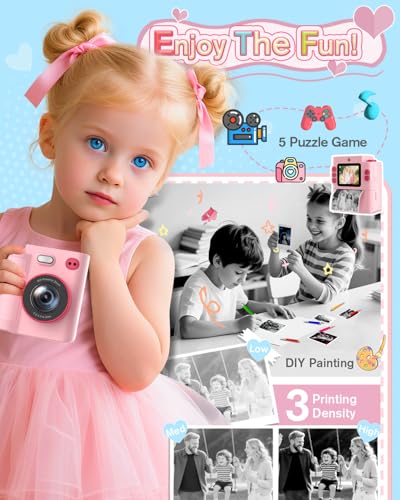 MYSTILUCK Kids Camera Toys for 3 4 5 6 7 8 9 10 Year Old Girls Boys, Christmas Birthday Gift with 1080P HD Digital Camera, 32GB SD Card, Selfie Mode, Fun Filters, Portable Travel Toy - Pink - Image 3