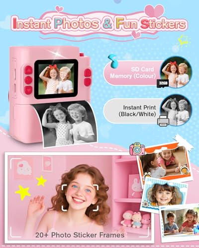 MYSTILUCK Kids Camera Toys for 3 4 5 6 7 8 9 10 Year Old Girls Boys, Christmas Birthday Gift with 1080P HD Digital Camera, 32GB SD Card, Selfie Mode, Fun Filters, Portable Travel Toy - Pink - Image 5