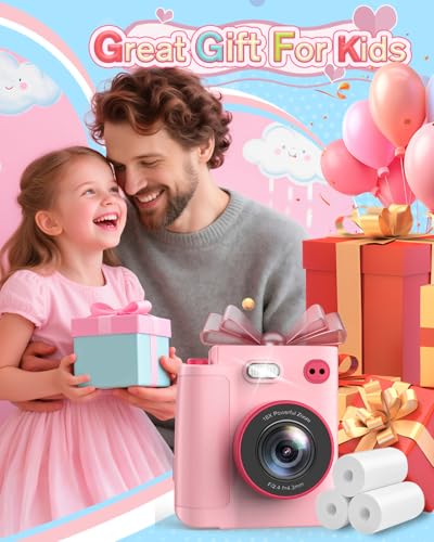 MYSTILUCK Kids Camera Toys for 3 4 5 6 7 8 9 10 Year Old Girls Boys, Christmas Birthday Gift with 1080P HD Digital Camera, 32GB SD Card, Selfie Mode, Fun Filters, Portable Travel Toy - Pink - Image 4