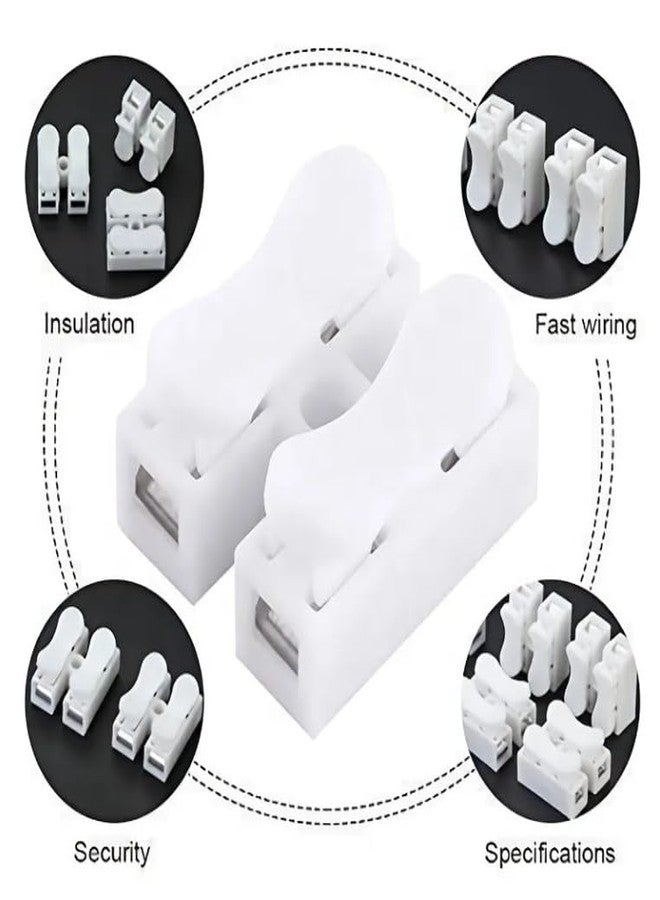 UNIVERSAL HUB 100 Pieces Push Wire Connectors, 2 Pin Quick Splice Electrical Cable Clamp, 10A 220V Terminal Block, - Image 3