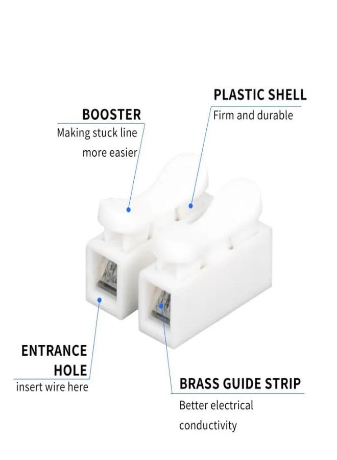 UNIVERSAL HUB 100 Pieces Push Wire Connectors, 2 Pin Quick Splice Electrical Cable Clamp, 10A 220V Terminal Block, - Image 2