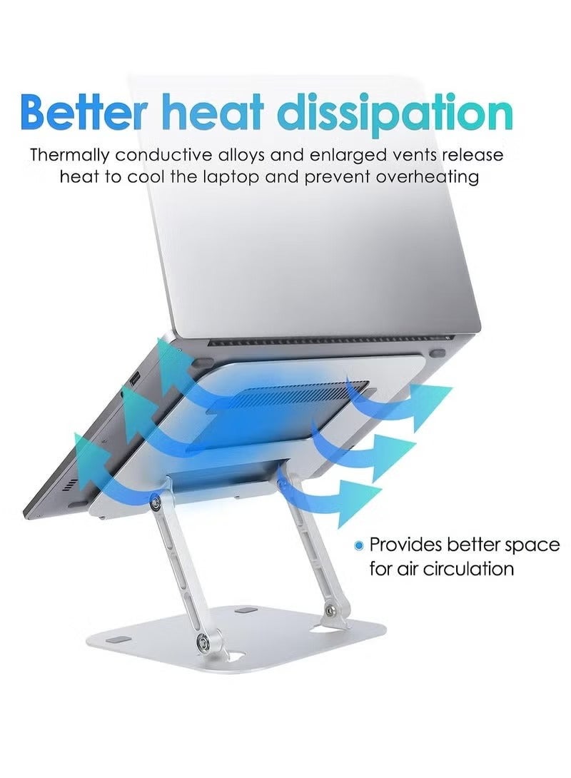 GENNEXT Laptop Stands,Multi-Angle Adjustable Laptop Holder Stand for Desk,Aluminum Ergonomic with Heat-Vent Portable Laptop Riser Holder Stand Compatible with MacBook Dell, HP - Image 4