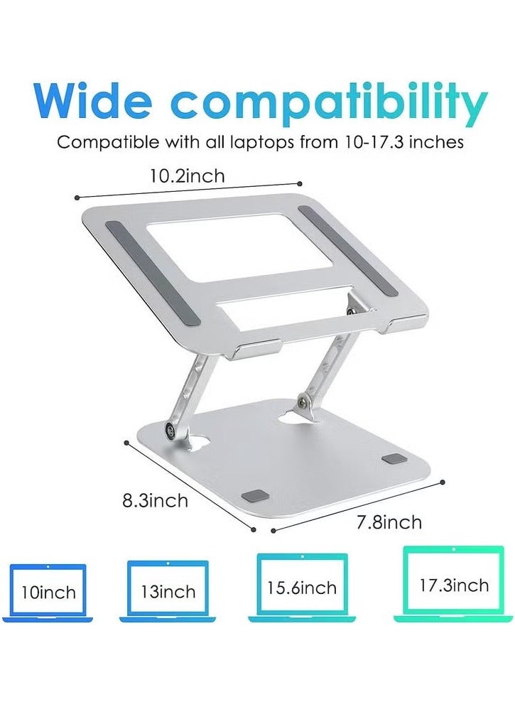 GENNEXT Laptop Stands,Multi-Angle Adjustable Laptop Holder Stand for Desk,Aluminum Ergonomic with Heat-Vent Portable Laptop Riser Holder Stand Compatible with MacBook Dell, HP - Image 2