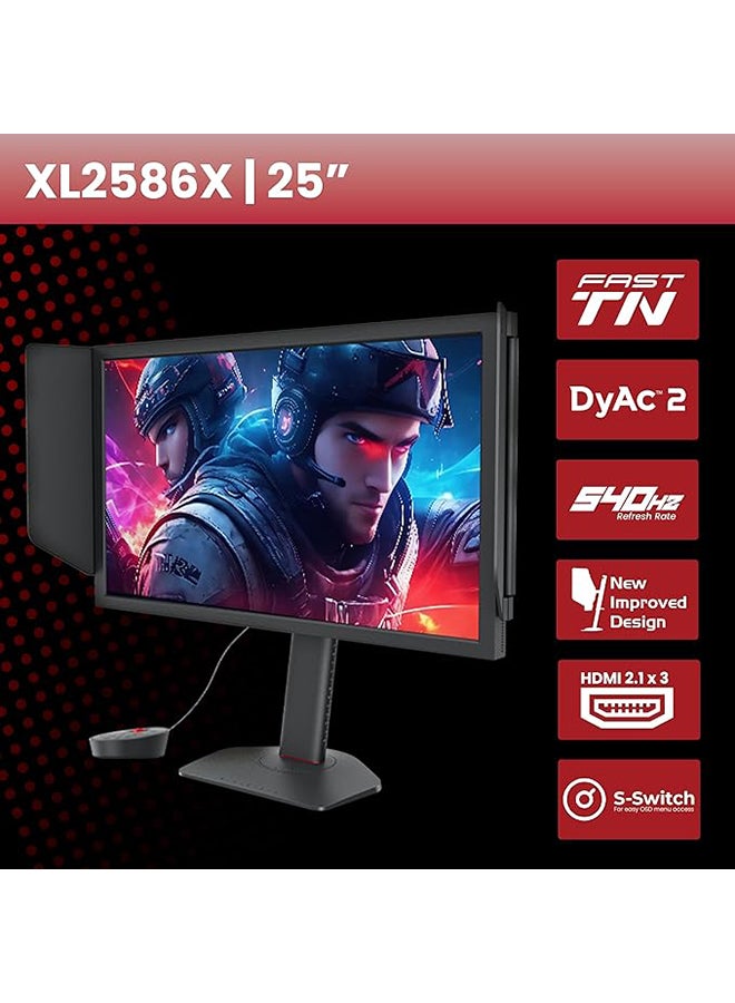 بين كيو زوي XL2586X 24.1" 540Hz FHD شاشة ألعاب سريعة TN 0.5ms|شاشة للألعاب الإلكترونية (FPS)|وضوح الحركة DyAc2 |إعدادات XL للمشاركة|مفتاح S|درع|تعديل دقيق للارتفاع مع محامل صناعية (أسود) - Image 4