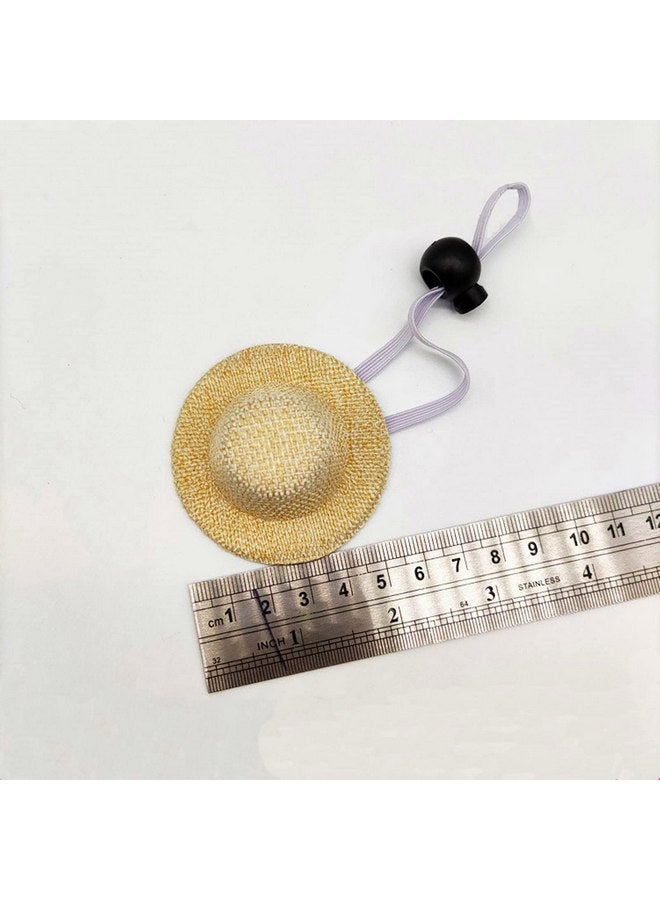 Soochat Pet Straw Hat, Mini Straw Hat with Adjustable Elastic Chin Strap, Snake Hamster Lizard Guinea Pig Knitted Hat Small Reptile Animal Decoration Supplies Accessories 2Pcs - Image 3