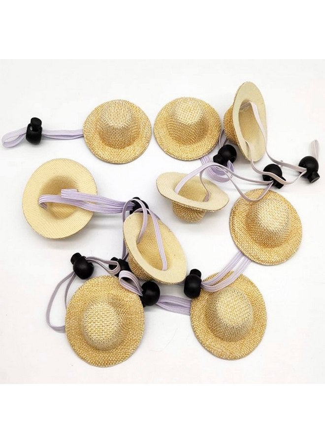 Soochat Pet Straw Hat, Mini Straw Hat with Adjustable Elastic Chin Strap, Snake Hamster Lizard Guinea Pig Knitted Hat Small Reptile Animal Decoration Supplies Accessories 2Pcs - Image 2