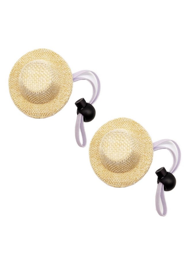 Soochat Pet Straw Hat, Mini Straw Hat with Adjustable Elastic Chin Strap, Snake Hamster Lizard Guinea Pig Knitted Hat Small Reptile Animal Decoration Supplies Accessories 2Pcs - Image 1