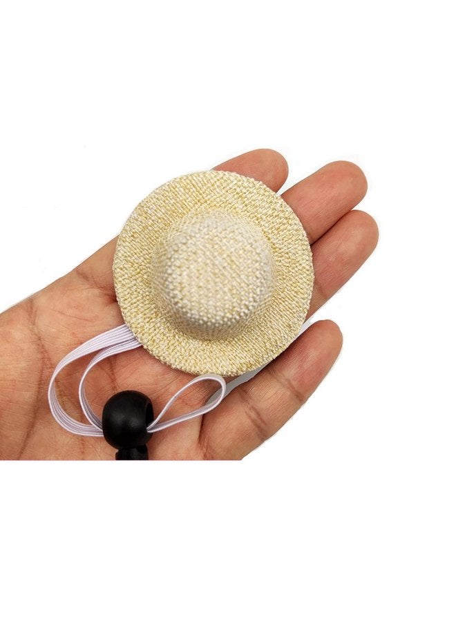 Soochat Pet Straw Hat, Mini Straw Hat with Adjustable Elastic Chin Strap, Snake Hamster Lizard Guinea Pig Knitted Hat Small Reptile Animal Decoration Supplies Accessories 2Pcs - Image 4