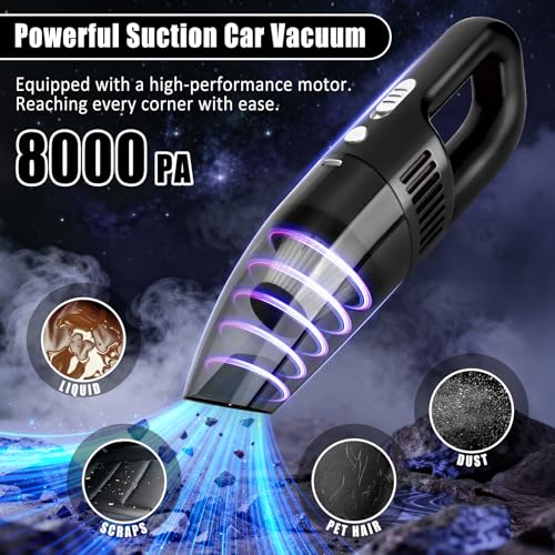 AUTODECO Car Cleaning Kit, Car Vacuum Interior Detailing Cleaner Kit with High Power Handheld Vacuum, Brush Set, Windshield Tool, Duster, Towels, Complete Car Care Tools for Women (Black) - Image 2