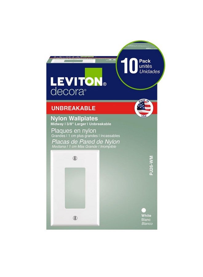 Leviton PJ26-WM 1-Gang Decora/GFCI Decora Wallplate, White, 10-Pack - Image 2