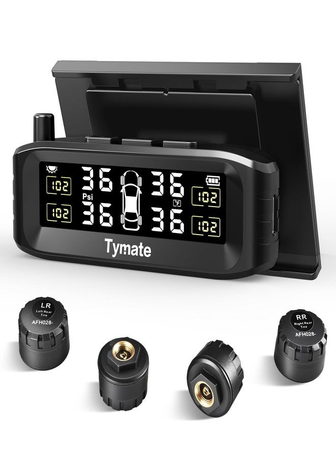 Tymate TM8 Tire Pressure Monitoring System, Wireless Solar TPMS with 4 External Sensors & 6 Alarm Modes, Colorful Display, Easy to Intall on Windshield, Ideal for RV Sedan SUV MPV Truck (0-87 PSI) - Image 1