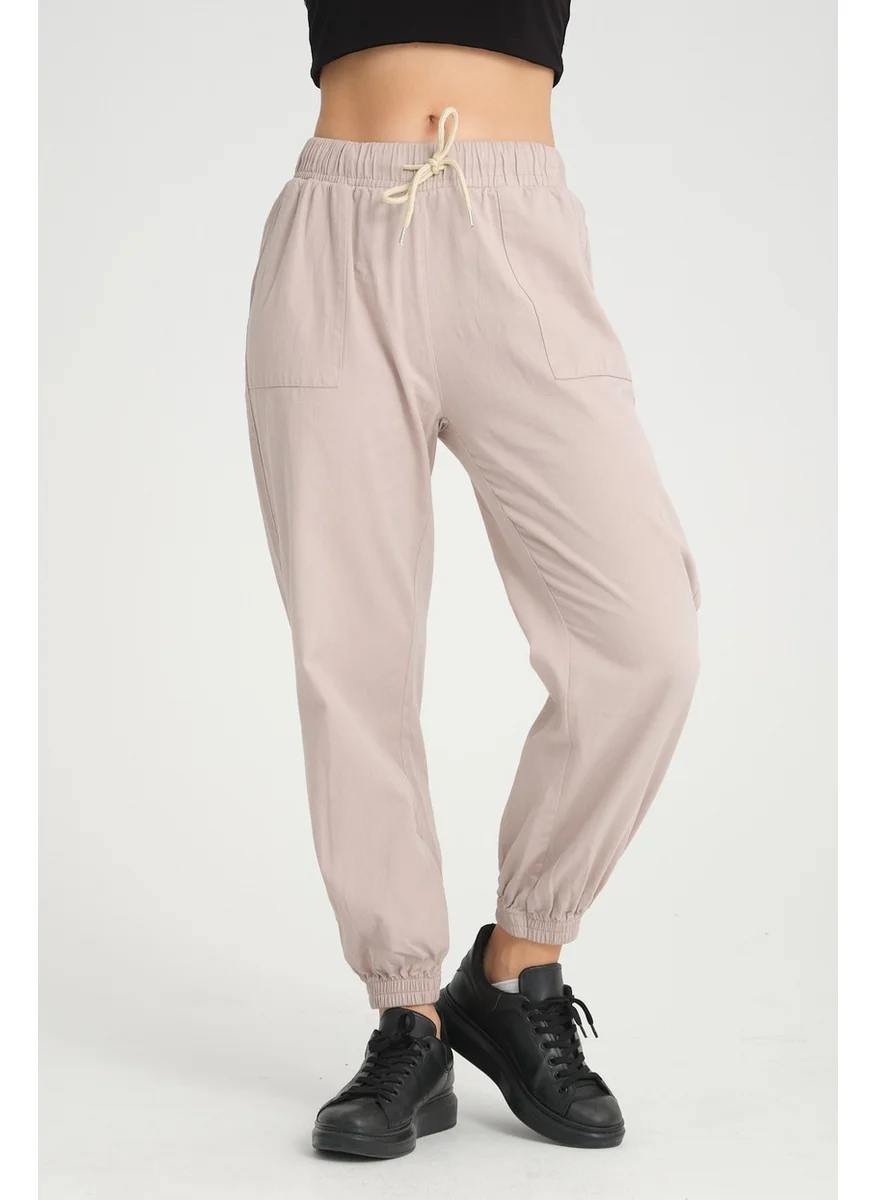 Twenty3 Women's Basic Elastic Waist and Leg Comfortable Gabardine Fabric Jogger Pants