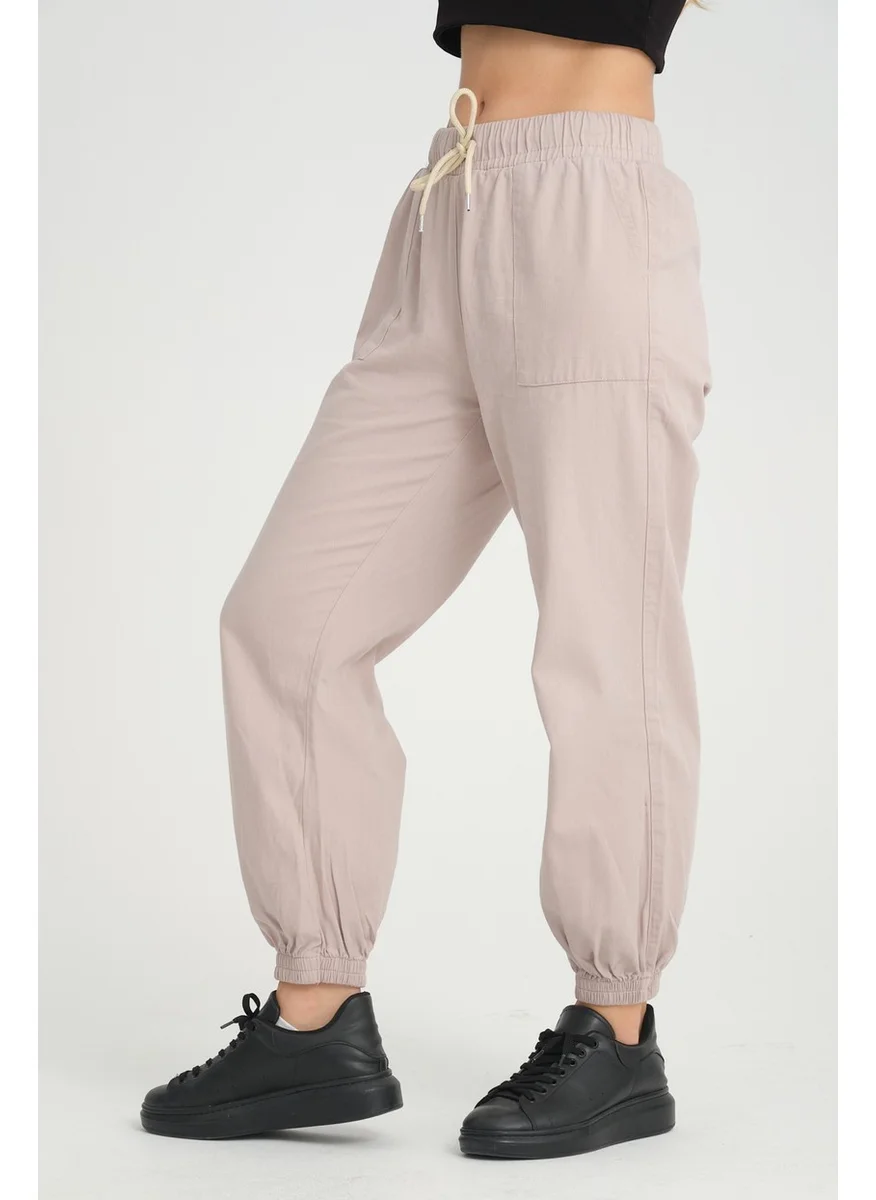 Twenty3 Women's Basic Elastic Waist and Leg Comfortable Gabardine Fabric Jogger Pants