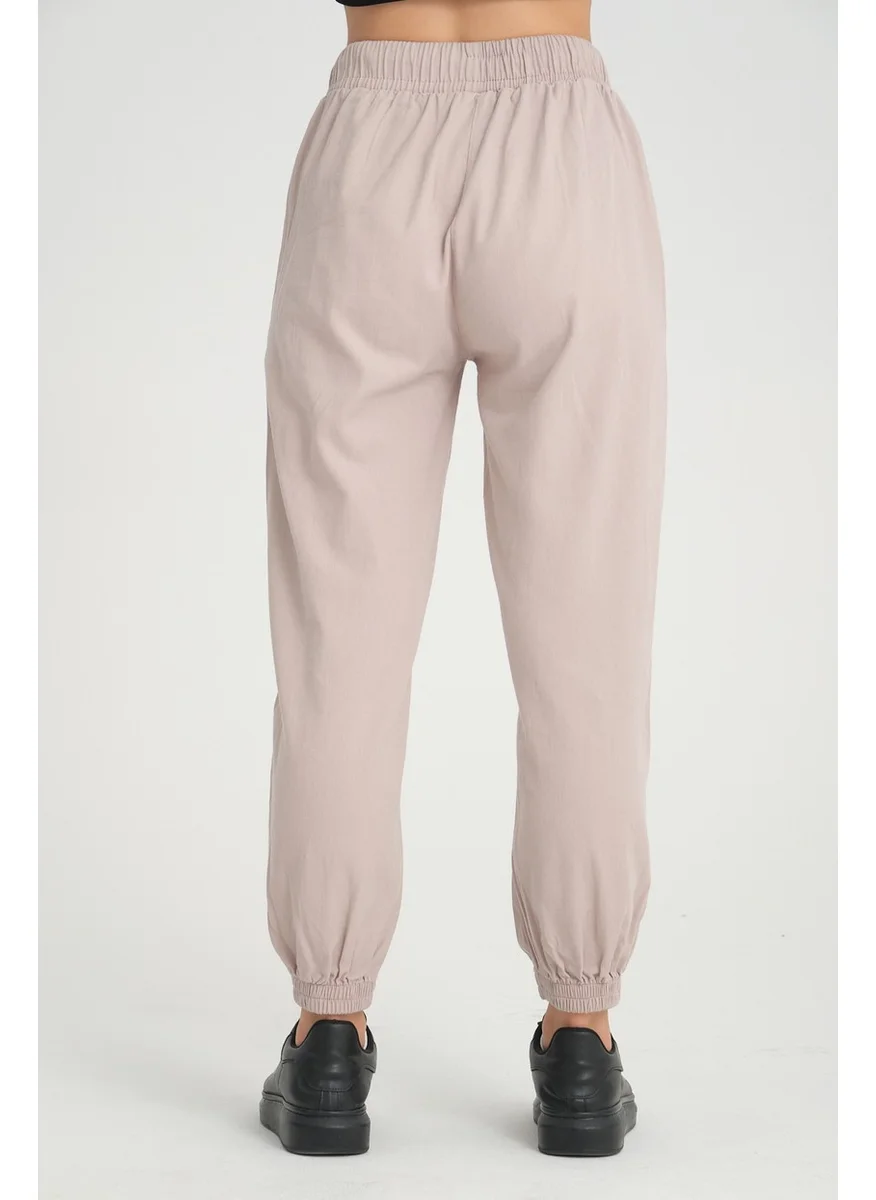 Twenty3 Women's Basic Elastic Waist and Leg Comfortable Gabardine Fabric Jogger Pants