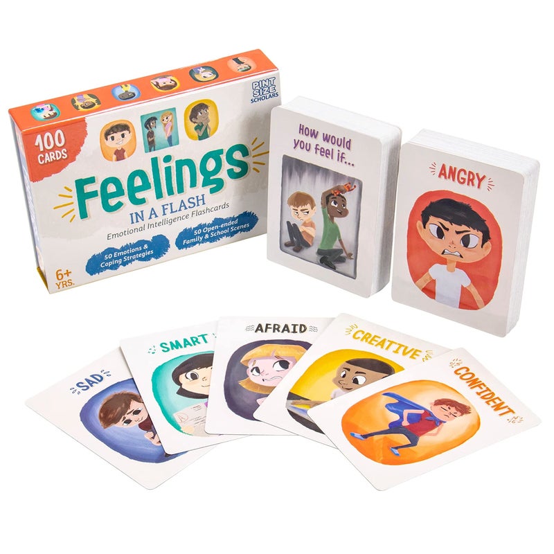 Brybelly Feelings in a Flash Emotional Intelligence Flashcard Game Toddlers Special Needs Children Teaching Empathy Activities Coping Social Skills 50 Scenario Cards 50 Reaction Faces - Image 4
