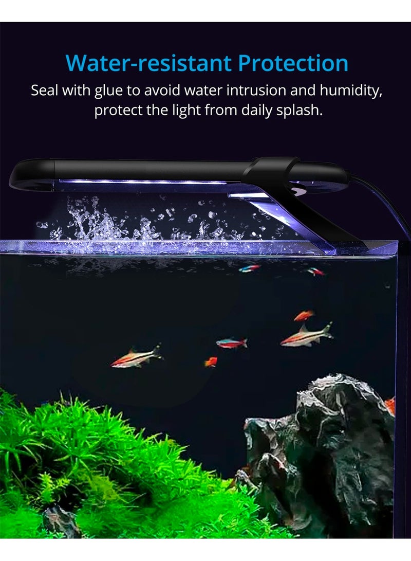 SYOSI LED Aquarium Light, Clip-on Lamp Aquatic Plant Lighting, 14 Lighting Modes Intensity Adjustable with Inline Timer Controller, for Frameless Aquariums up to 20L, 6 Watts [Energy Class G] - Image 5