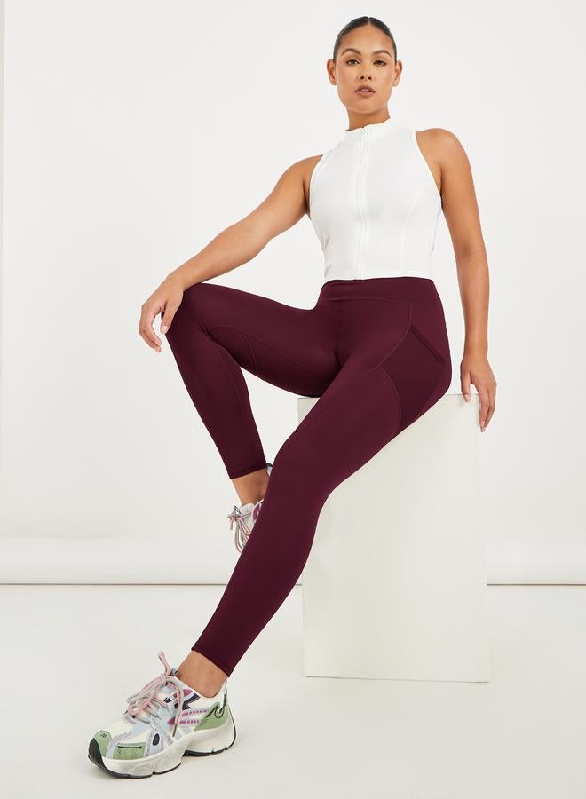 Styli Side Mesh Pocket Broad Waistband Leggings - Image 1