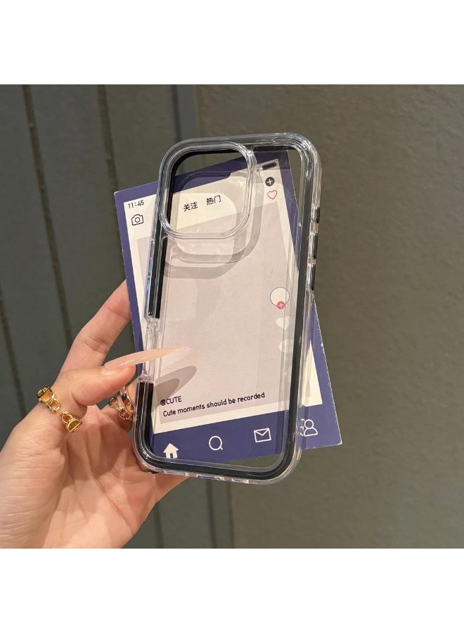 NIBEMINENT Colorful Two In One Acrylic Protective TPU Case Cover For iPhone 16 Pro, Black