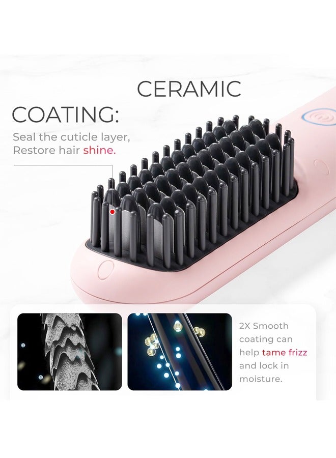1-Piece Hair Straightening Brush with Integrated Comb Fast Heat Temperature Settings and Anti-Burn Perfect for Professional Home Salon - Image 5
