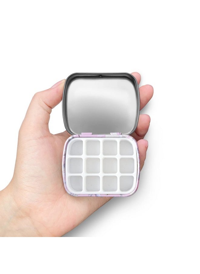 Qianshan Portable Mini Tin Box 12Well Empty Watercolor Palette Small Paint Storage Travel Artist Outdoor Sketch Watercolor Kits With Magnetic Clip And Oil Pot. Pink Crane  - Image 2