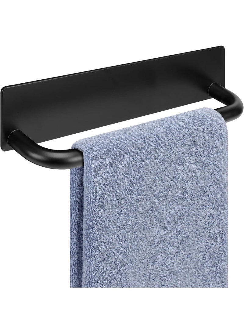 SYOSI Self Adhesive Towel Holder for Bathroom and Kitchen, 9 Inch Wall Mounted Stick-On Hand Towel Bar, Waterproof No Drill Towel Ring for Cabinet, Door, Shower, Sink, or RV Use (Black) - Image 1