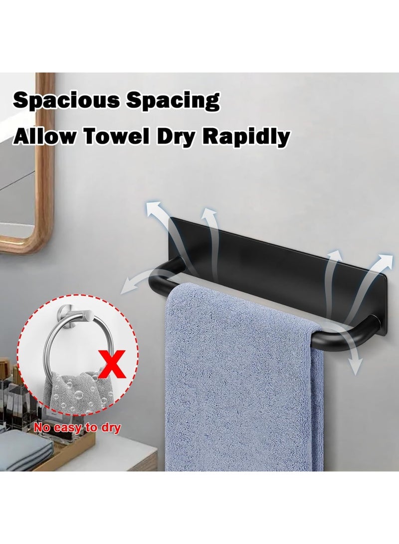 SYOSI Self Adhesive Towel Holder for Bathroom and Kitchen, 9 Inch Wall Mounted Stick-On Hand Towel Bar, Waterproof No Drill Towel Ring for Cabinet, Door, Shower, Sink, or RV Use (Black) - Image 2