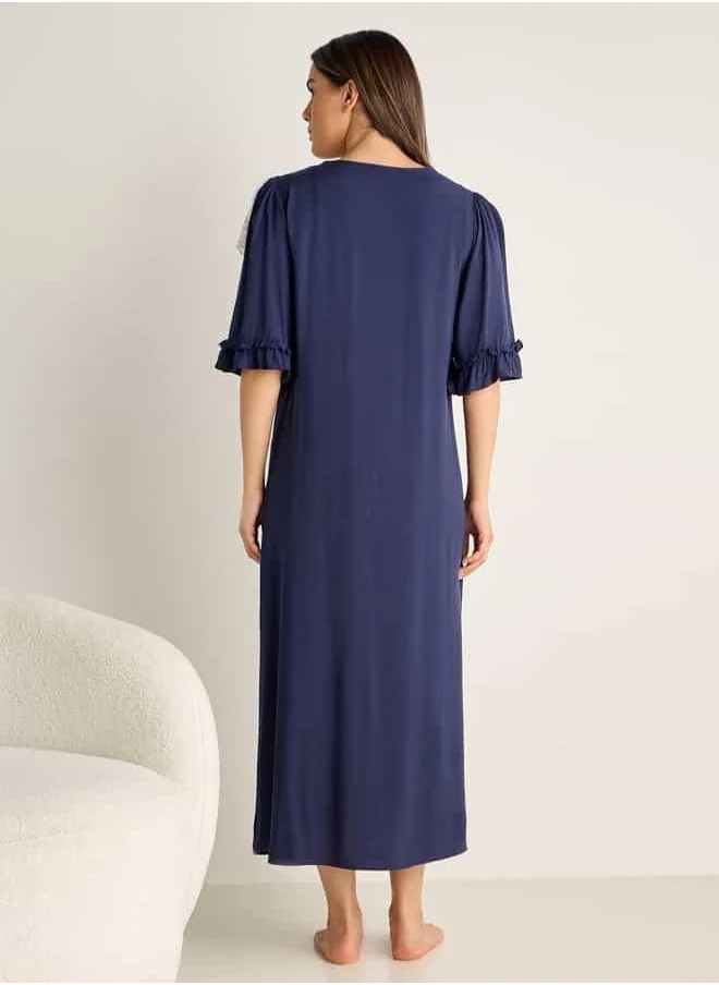 FAV Lace Detail Maternity Night Gown with 3/4 Sleeves