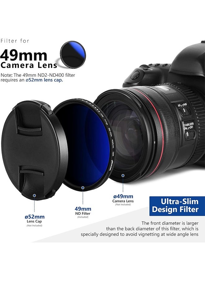 Neewer - NEEWER Variable ND Filter 49 mm ND2-ND400 (1-9 Stops), Neutral Density Filter, Multi-Layer Coating, Water and Scratch Resistant - Image 1