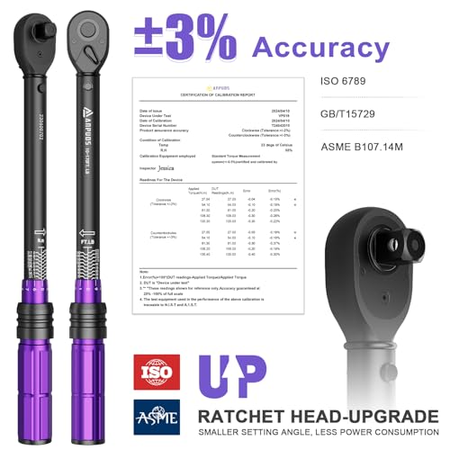 ANPUDS 1/2 Inch Drive Click Torque Wrench,10-170 Ft-Lb/13.6-230.5 Nm,Dual direction Adjustable Torque Wrench with Dual Range Scales, 72 Tooth, ±3% High Precision for Moto,Car Maintenance - Image 5