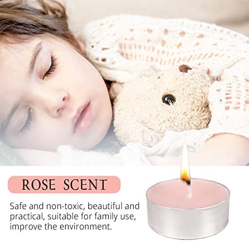 FUNHOKO Tea Lights Candles - 12 Pack Pink Tealights Candle Scented Rose Small Candle for Home, Holiday, Wedding & Party,Dinner Table, Halloween Christmas and Holiday (Pink Rose) - Image 3