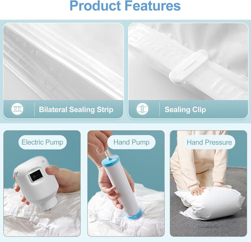 Vacuum Storage Bags, 70x50cm Space Saver Sealer Bags, Airtight Compression Bags for Clothes, Pillows, Comforters, Blankets, Bedding 5Pcs - Image 1