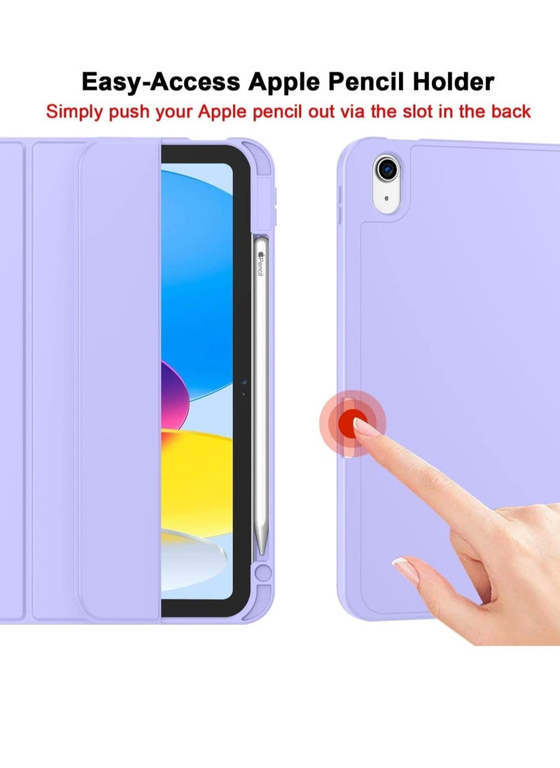 iPad 10th Generation Case (10.9 Inch, 2022) – Smart Case with Pencil Holder, Soft TPU Back, Auto Wake/Sleep Support – Light Purple - Image 3