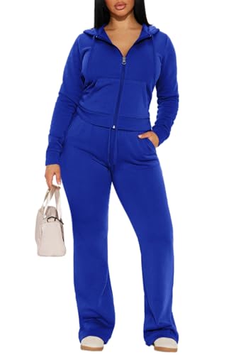 CLOCOR Women 2 Piece Outfits Sweatsuit Long Sleeve Zip-Up Hoodie Fall Winter Casual Jogger Sweatsuit Sets with Pocket - Image 1