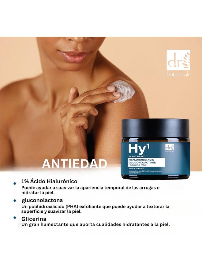 DR BOTANICALS Hyaluronic Acid & Gluconolactone Hydrating Antiaging Facial Mask Reduce Wrinkles Renew Gentle Exfoliate And Revitalize Skin With Nourishing Hyaluronic Acid Mask - Image 3