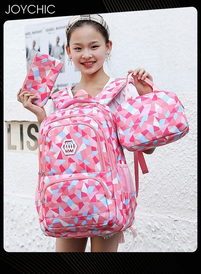 Joychic حقيبة ظهر مدرسية ملونة قابلة للتنفس مكونة من 3 قطع مع حقيبة غداء للطلاب الصغار في المرحلة المتوسطة - Image 2