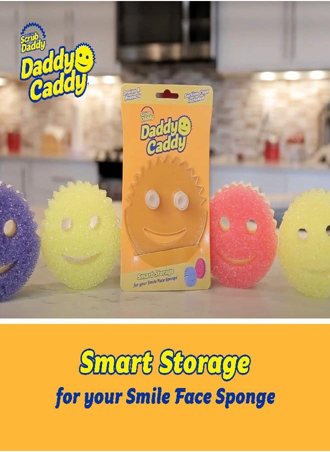 Scrub Daddy Scrub Daddy Sponge Holder - Daddy Caddy - Suction Sponge Holder for Smiley Face Sponge , Non-Slip Suction Cups, Sink Organizer for Kitchen and Bathroom, Self Draining, Dishwasher Safe - 2ct 