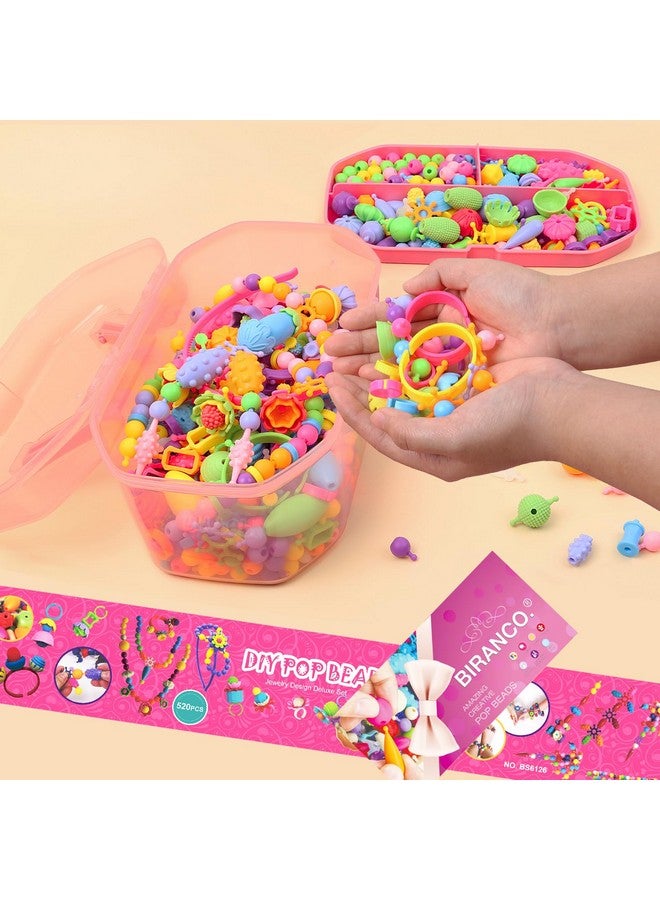 BIRANCO. BIRANCO. Pop Beads, Jewelry Making Kit - Arts and Crafts for Girls 3-7 Years Old, Snap Beads Toys - Necklace, Bracelet, Ring Creative DIY Set - 520 pcs  - Image 2