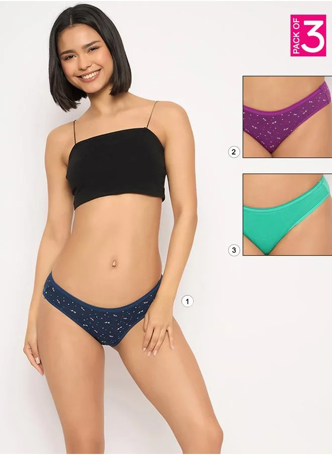 كلوفيا Clovia Pack of 3 - Printed Low Rise Bikini Briefs