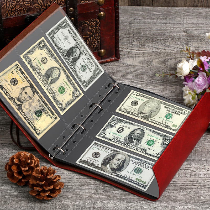 Ofiswadi 35-Page Money Binder Refill Sheets - 3-Pocket Dollar Bill Sleeves for Collectors | Non-PVC Currency Album Pages Holds US & Foreign Paper Money, Banknotes - Image 5
