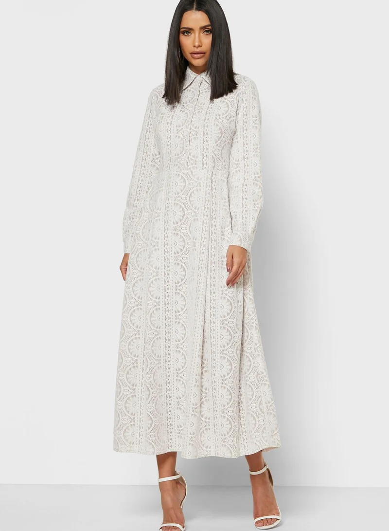 Khizana Lace Shirt Midi Dress