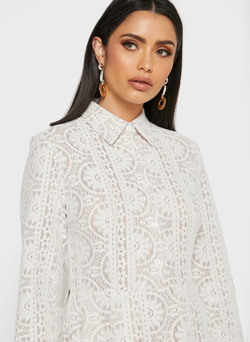 Khizana Lace Shirt Midi Dress