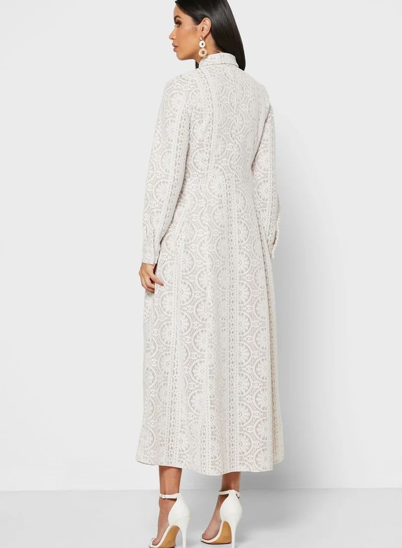 Khizana Lace Shirt Midi Dress