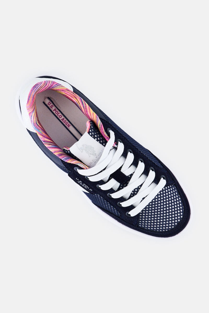 U.S. Polo Assn. Women Brand Logo Lace Up Casual Shoes, Navy Blue - Image 4