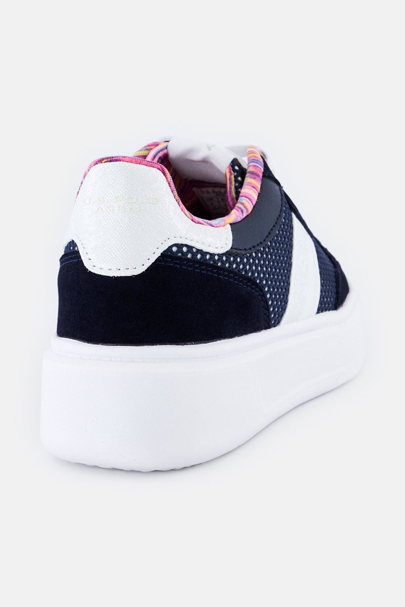 U.S. Polo Assn. Women Brand Logo Lace Up Casual Shoes, Navy Blue - Image 3