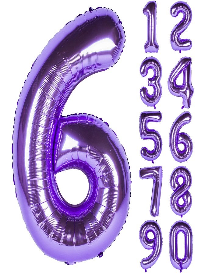 CHANGZHONG 40 Inch Purple number Helium Foil Birthday Party Digit Balloons (Purple 6) - Image 2