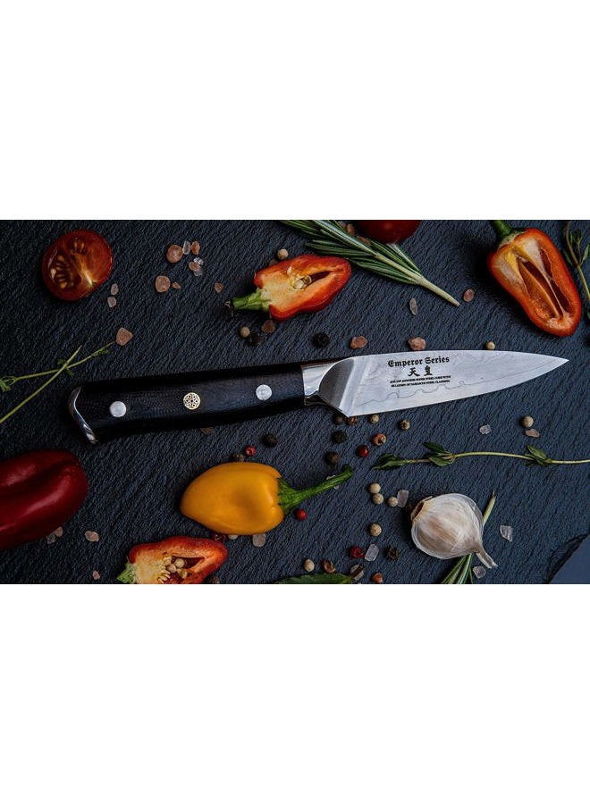 REGALIA Paring (Petty) Knife 3.5 inch: Japanese AUS10 Super Steel 67 Layer High Carbon Stainless Damascus Steel Peeling Utility knives - Image 4