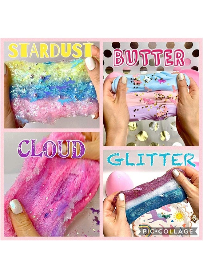 Denzoz Beauenty Slime Making Kit for Girls Boys - Diy Slime Toys Gifts for Kids Fluffy Cloud Foam Squish Glitter Slime Making Kits with with Unicorn Charms Slime Kits for Girls and Boys  - Image 2
