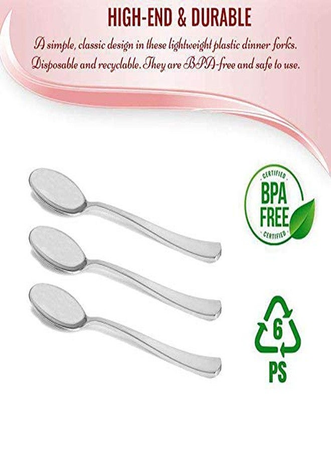 Kaya Shiny Metallic Silver Plastic Disposable Spoons (24 Count) - Elegant & Sturdy Cutlery for Upscale Events, Perfect for Weddings, Parties, Receptions - Image 4
