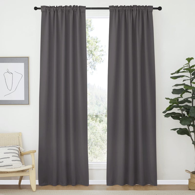 NICETOWN Blackout Curtain Panels Window Draperies  Grey Color 42Inch Wide x84Inch Long 2 Pieces Home Decoration Light  Noise Reducing Window Covering Room Darkening Drapes for Bedroom