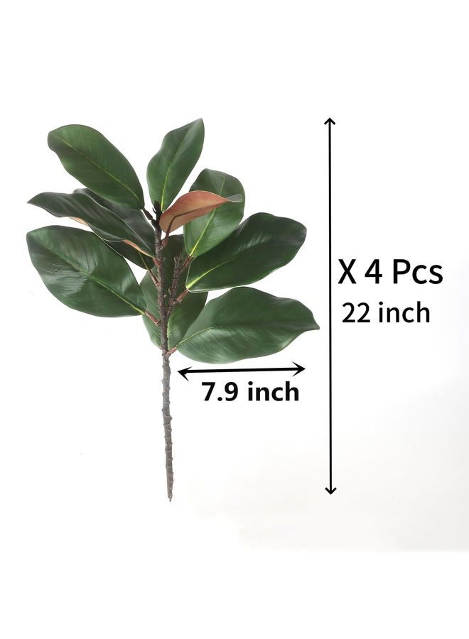 COTSEN 4 Pcs Artificial Magnolia Leaves Branches 22inch 3D Fake Magnolia Leaves Plant for Office Family Indoor Outdoor Decor - Image 2